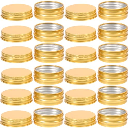 WEKADRIN 24 Aluminium Konservendosen mit Schraubdeckel Runde 15 ml Aufbewahrungsbehälter für Kosmetik Selbstgemacht Kerzen und Gewürze Bruchfest und Wiederbefüllbar für Küche und Basteln