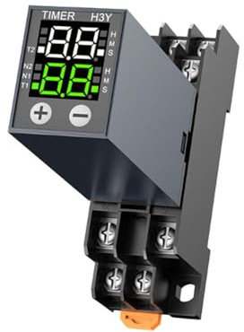 PintoHardware Relé Temporizador Digital H3Y-2, Rango Ajustable 0.1S-99H, Display Digital, 8 Pines, AC220V, con Base PYF-08A