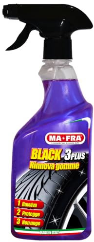 Ma-Fra, Black 3 Plus, Nero Gomme Spray, in Grado di Rinnovare, Lucidare e Proteggere gli Pneumatici Auto da Raggi Solari e Agenti Atmosferici, Non Unge e Previene le Screpolature, Formato da 500ml
