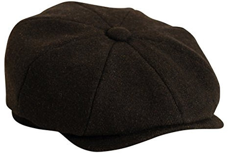 'Shelby' Kappe mit Knops an der Oberseite, schwarzes Fischgrätmuster von Gamble & Gunn, Schwarz