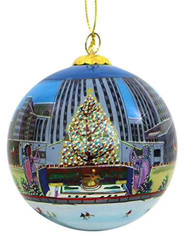 NYC Rockefeller Christbaumschmuck 7,6 cm Glaskugel New York City Christbaumschmuck