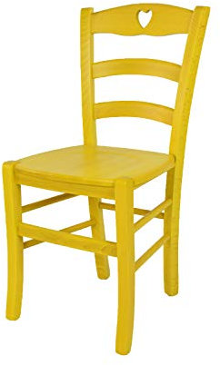 t m c s Tommychairs - Stuhl Cuore für Küche und Esszimmer, Robuste Struktur aus Buchenholz, in Anilinfarbe Gelb lackiert und Sitzfläche aus Holz