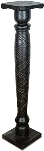 livasia edle Blumensäule Holz im Antik-Look – 100cm – Dekosäule aus Albiziaholz, Handgefertigt, Nachhaltig und Einzigartig aus Bali, Perfekt für Wohnzimmer, Flur oder Garten (Schwarz)
