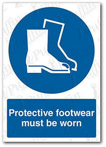 Protective Footwear Must Be Worn In This Area Sign (Rigid Plastic, A3)