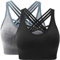 ANGOOL Damen Sport BH ohne Bügel Gepolstert Yoga Bra Kreuz Rücken Sport Bustier für Jogging Fitness , Schwarz+grau , M