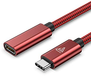 KEEPXYZ USB Type C Extension Cable (3.3 ft/1m, Red), 100W PD Fast Charging 10 Gbps USB 3.1 Gen 2 Data 4K HDR USBC Male to Female Extender Cord, Compatible with MacBook Surface XPS Nintendo Switch