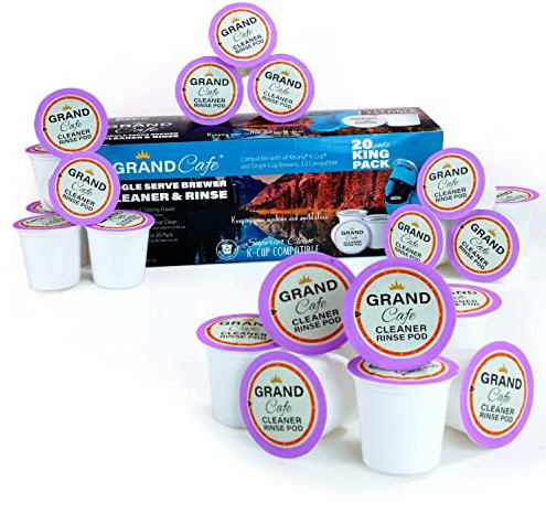 Grand Café K-Cup Coffee Machine Cleaning Products, Cleaner and Rinse for Keurig Single Serve Brewers - 2.0 Compatible - 20 Pack