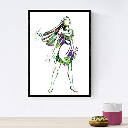 Nacnic Poster Pippi Watercolourartentwurf. Filmblätter, Filme und Schauspieler. Alte Filmplakate mit Aquarell-Stil. A4-Format
