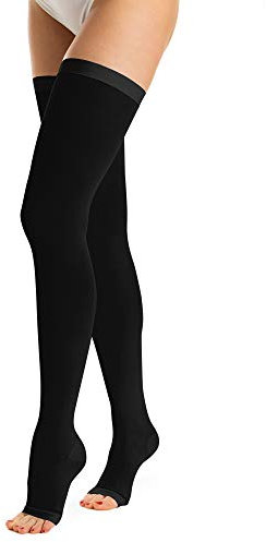 Relaxsan Antitrombo M0370A (1 Paio - Nero, XL) calze autoreggenti punta aperta per degenza antiembolismo K1 compressione graduata 18-23 mmHg