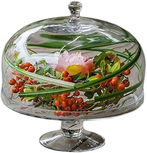 Porta Tartas Redondo Conjunto de Soporte de Pastel de Alta Gama, Bandeja de Vidrio y Tapa de la Tapa Decoración de la decoración de la cúpula de la Cocina de la Ensalada de la Ensalada de la Ensalada