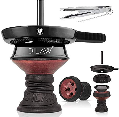 DILAW® Juego de cazoleta para shisha y colador de tabaco, pinzas para carbón, cabezal para chimenea, color: rojo