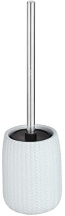WENKO Barinas White Ceramic Toilet Brush Holder, 10,7 x 35,3 x 10,7 cm