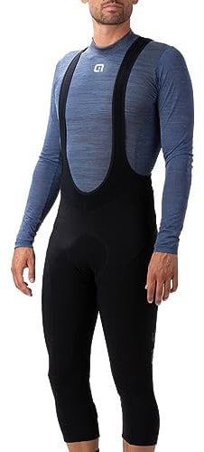 Alé Cycling Inverno Solido 3/4 Collant con Bretelle, Nero, M Uomo
