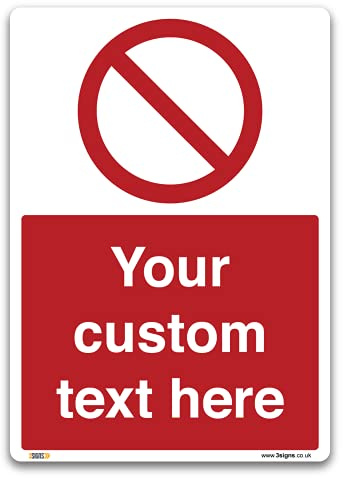 Pack of 4 CREATE YOUR OWN CUSTOM safety sign, Mandatory, Prohibition, Warning, First Aid, Recycle Signs (A6-148mm x 105mm)