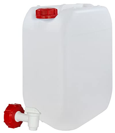 Garrafa con Grifo 20 litros. Apta para uso alimentario. Boca ancha. Idónea como depósito de agua potable. Resistente a químicos. (1 Unidad).