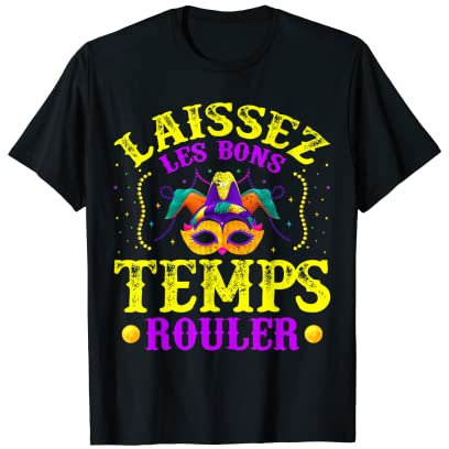 Laissez Les Bons Temps Lineal Mardi Gras Party Kostüm T-Shirt