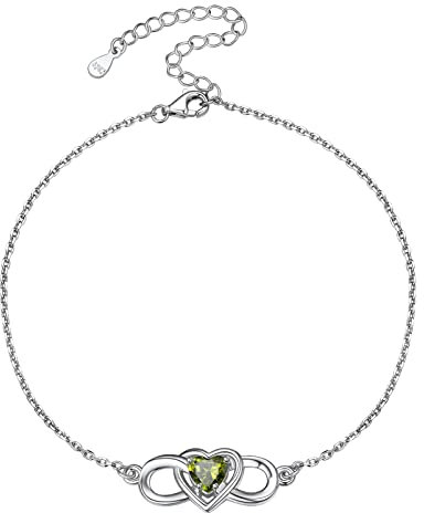 Silvora 925 Silber Unendlichkeit Fußkettchen Damen Mädchen 22cm lang Infinity Fußkette Klassische Herz Zirkonia Sommer Strand Fußkette
