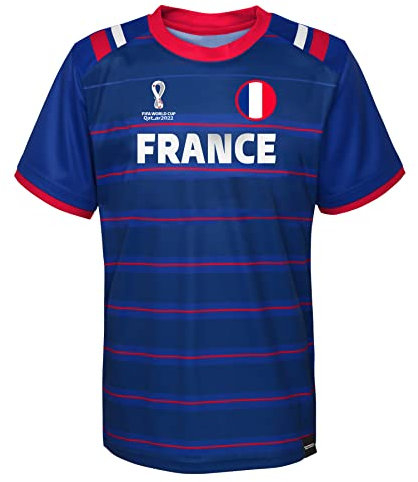 FIFA Coupe du Monde 2022 Classique à Manches Courtes-France T-Shirt, Bleu, XXL Homme