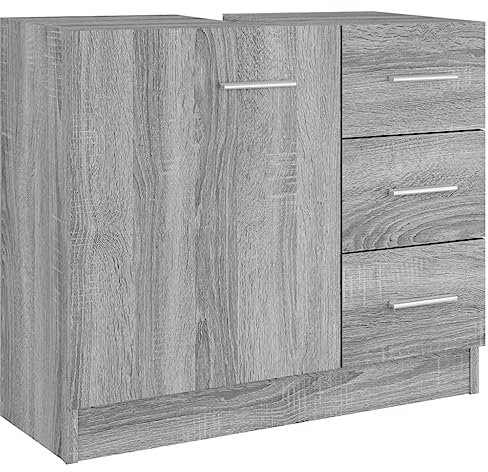 vidaXL Vitrinenschrank, Vitrine mit viel Stauraum, Beistellschrank für Schlafzimmer Wohnzimmer Büro, Büroschrank Schrank, Grau Sonoma Holzwerkstoff