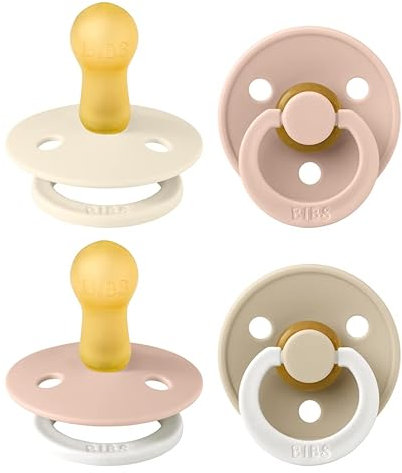BIBS Colour Schnuller 4er-Pack, BPA-frei. 2 stück im Dunkeln Leuchtende, Kirschform Nippel. Naturkautschuk/Latex, Hergestellt in Dänemark. 6-18 Monate (4er Pack), Blush Glow Mix