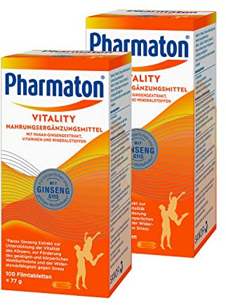 Pharmaton Vitality, Filmtablette 77 g, 200 Stück, Nahrungsergänzungsmittel mit Panax Ginseng Extrakt G115, Vitaminen und Mineralstoffen