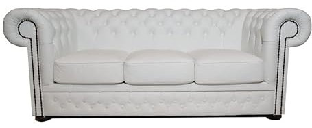 Chesterfield Sofa First Class - The Chesterfield Brand | 3 Sitzer Sofa | 100% Leder, handgefertigt, Original Chesterfield | Breite 200 cm | Weiß
