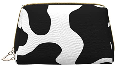 Schwarz und Weiß Kuh Make-up Tasche Große Kapazität Reise Kosmetiktasche Kunstleder Make-up Organizer Tasche für Frauen, weiß, Einheitsgröße