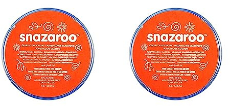 Snazaroo Classic Face and Body Paint, Dark Orange, 18.8g Professional Water Based, Single Cake Makeup Supplies for Adults, Kids and Special FX (Packaging may vary) (Pack of 2)