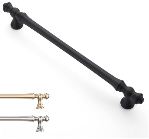 9BUILD 6 Stück Schrankgriffe Schwarz Lochabstand 192mm Griffe für Küchenschränke Zinklegierung Möbelgriffe Küchengriffe griffe möbel Küchenschrank Schranktürgriffe EU0040