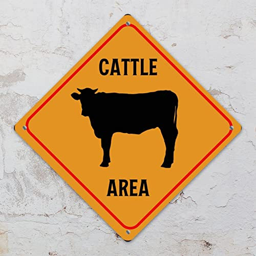 Rinder Kuh Crossing Xing Schild Beware of Cattle Cow Metallschild Bauernhof Tiere Lustiges Warnschild Crossing Zone Schild für Bauernhof Haustür Indoor Outdoor Straßenschild 20,3 x 20,3 cm