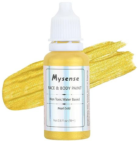 Mysense Pearl Gold Face Body Paint,Water Based Washable Face Paint,Non-toxic Cream Body Paint for Adults and Children,Metallic Face Painting for Halloween Costume SFX Cosplay Makeup,0.6 OZ (18ml)