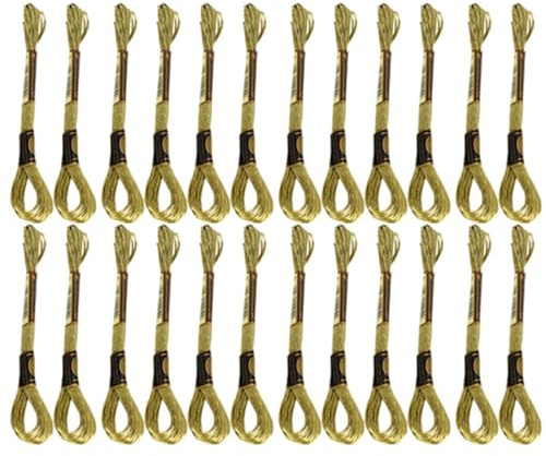 Matasse di Filo per Punto Croce Filo Interdentale Oro Chiaro Filato Alla Moda Filo di Cotone Lucido Filo da Ricamo Intrecciato Filo Lucido per Avvolgimento Moda Frutta 24 Pezzi