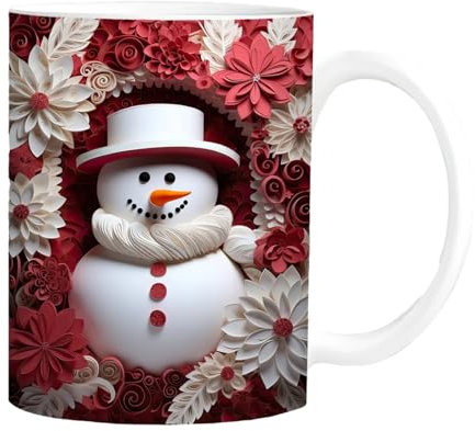 Weihnachtstasse | Keramik Kaffeetasse | Neuartige Kaffeebecher mit flachem Weihnachts Muster | Langlebige Milchbecher, Teetassen, Hoom Deko, Freunde