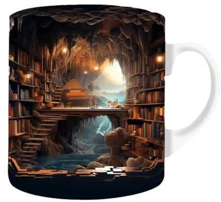 Eastuy Bookshelf Mug | Library Bookshelf Mug | Creative Ceramic Coffee Mug | Effect Books Mugs | A Library Shelf Cup | Book Club Cup | for Book Lovers