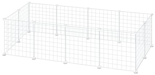 EUGAD Rabbit Run,Modular Playpen for Small Animals,DIY Metal Pet Fence Indoor Wire Mesh Cages 12 Panel 4cm Spacing,Enclosure for Puppy,Rabbit,Kitten,Hamster,GuineaPig,Hedgehog White 142x72x36CM
