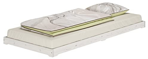 Erst-Holz®Weißes Unterschiebbett Futon extra niedrig Holzbett 80x180 Kiefer V-60.47W-08-180ohne Zubehör