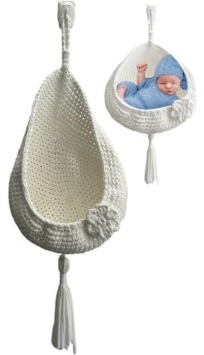 Sanfly Neugeborenen-hängematte, Fotografie-Requisite, Baumwollseil, Gewebte Hängematte, Posierungshilfen, Korb, Baby-fotoshooting-Requisite Für Babys Im Alter Von 0–3 Monaten