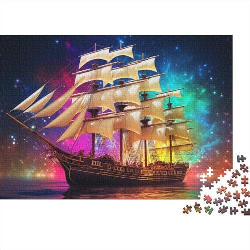 Schiff Segelboot Unlösbares Puzzle | Buntes| 1000 Teile,Hölzernes | Das Unmögliche Puzzle, Kinder Puzzle Für Erwachsene, Herausforderndes Rätsel Puzzle 1000pcs (75x50cm)