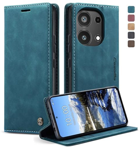 KZB Handyhülle für Xiaomi Redmi Note 13 Pro 4G Hülle (Nicht für 5G) Premium Leder Klappbar Flip Case Tasche Magnet Kartenfach Standfunktion Klapphülle Schutzhülle für Redmi Note 13 Pro 4G - Blaugrün