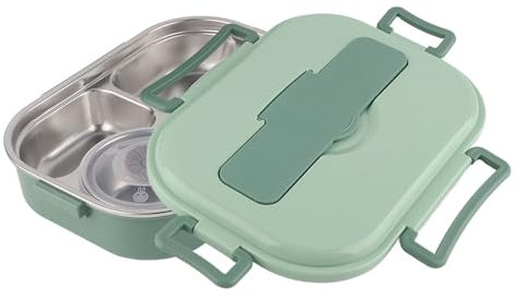 Haofy Fiambrera, Fiambrera de Acero Inoxidable, Fiambrera Bento, Vajilla de Cantina, Almuerzo en el Aula (Fiambrera de cuatro compartimentos con plato #12)