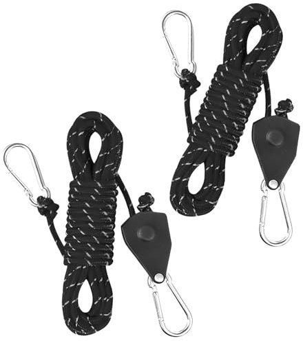2 Piezas Adjustable Trinquete de Cuerda Trinquete de Cuerda con Gancho Cuerdas Tensoras Reflectantes Diámetro de 4 Mm para Lámpara de Planta Tienda Senderismo