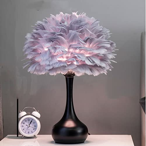 SSNCcNC Tischlampe Feder Dimmbar Tischleuchte mit Dimmschalter E27 Modern Minimalismus Nachttischlampe Schreibtischlampe für Wohnzimmer Schlafzimmer Dekoration H: 46*D30cm,Schwarz