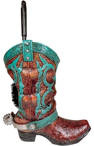 Granatan WC-Bürstenhalter, Cowboystiefel, Vintage-Stil, türkis, Badezimmerzubehör, rustikales Badezimmer-Dekor