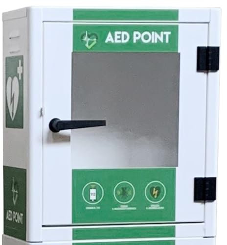 Defibrillator-Box für Außen- und Innenbereich, für Defibrillator aus Stahl mit alarmiertem Dämmerungslicht, 420 x 210 x 420 mm