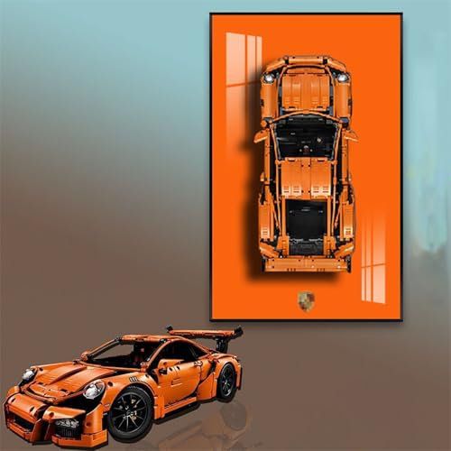 Display Wandboard für Lego Technic Porsche 911 G-T3 R-S 42056, Geschenkideen für Lego Auto-Wandhalterungs-Enthusiasten, kompatibel mit Lego Porsche 911 Technic, nur Wandplatte, 50 x 80CM