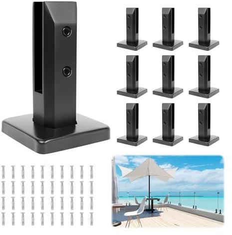 LukLoy Glasgeländerklemme, 960 g, strapazierfähig, 316 Edelstahl, Glasgeländer, Zapfen, schwarz, Glas, Pool, Zaun, Zapfen, Geländer, Pfostenklemmen für Zuhause, Garten, Treppen, Balustrade, Balkon, 10