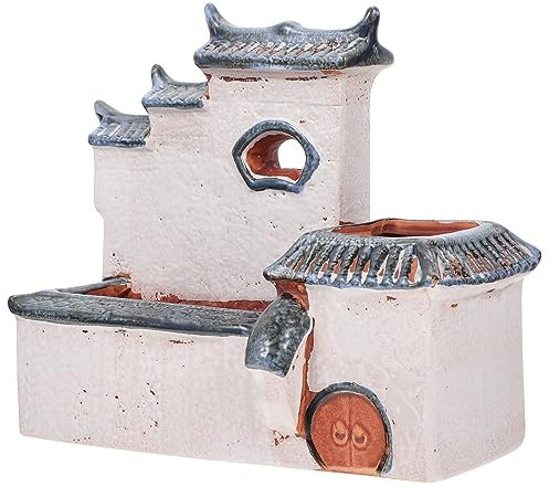 FUNOMOCYA Blumentopf Kleine Zimmerpflanzen Topf in Hausform Für Zimmerpflanzen Zuhause Modern Mini-blumentöpfe Mini-Container Innenausstattung Für Damen Saftige Vase Mini-feenhaus Keramik