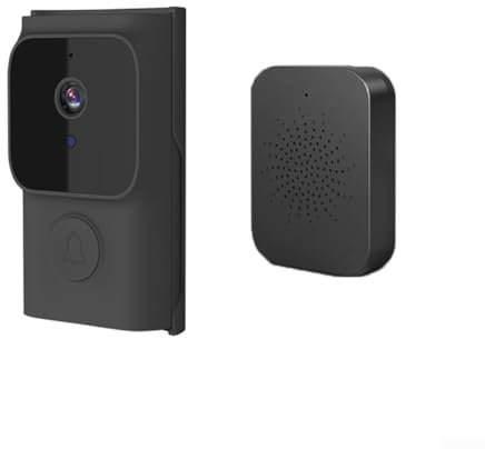 Eawfgtuw Timbre de puerta inalámbrico, timbre de video WiFi con comunicación bidireccional y video de alta definición, para Tuya Outdoor Home Wireless Doorbell (negro)
