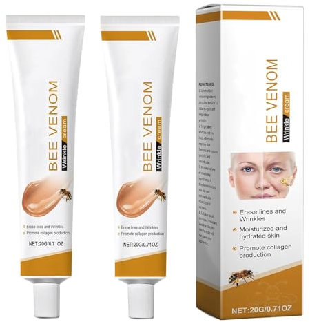 Bienengift Anti-Falten-Creme,2 Stück Bienengift Faltenentfernungscreme Bienengift-Gesichtscreme Sanfte Feuchtigkeitsversorgung Befeuchtet und hellt die Haut auf für Gesicht und Hals
