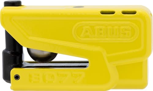 ABUS Lucchetto a Disco Freno Granit Detecto XPlus 8077 2.0 – Serratura per Moto con Allarme e preallarme Intelligente – in Acciaio temprato – per la Protezione di Moto di Alta qualità – Giallo